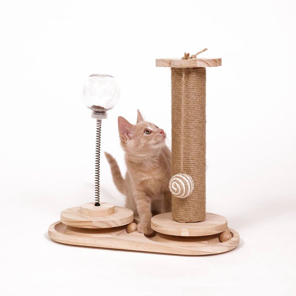 Angle. Armarkat - Interactive Scratch Post Activity Center The Ultimate Cat Playground - Beige.
