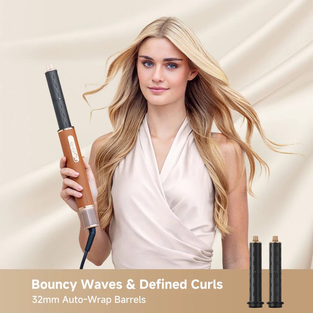 Bouncy Waves & Defined Curls  
32mm Auto-Wrap Barrels