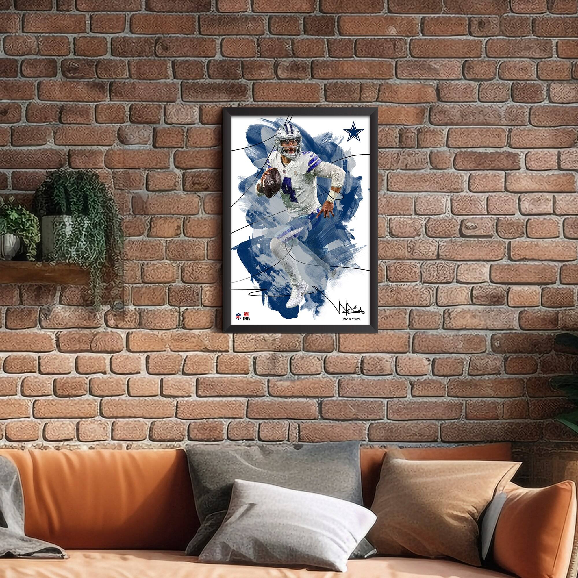 Alt View 1. Sporticulture - Dak Prescott Dallas Cowboys 14" x 20" Brush Stroke Player Framed Art Print - Multicolor.