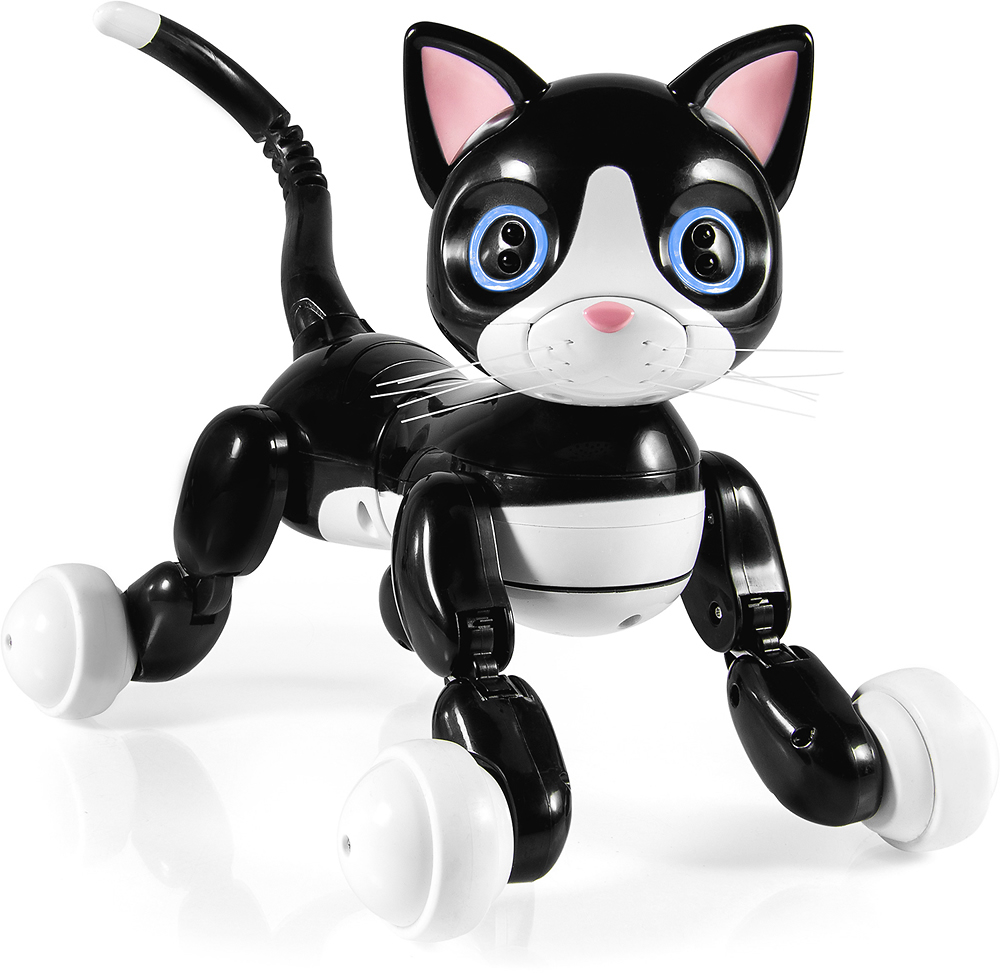 White Robotic  9"Tall with tail Spin Master Zoomer Interactive Kitty-Kat Black
