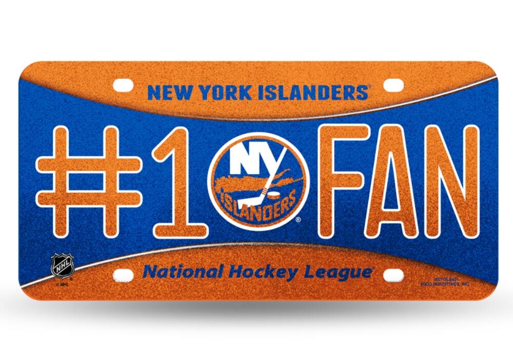 New York Islanders #1 Fan Sparkly Glitter Look License Plate Tag - Number One! It's all about the Bling NY!