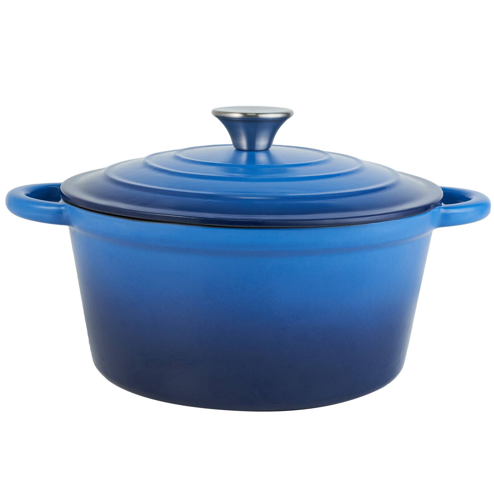 Alt View 3. MOOSOO - 4.5 Quart Dutch Oven Pot with Lid, Non Stick Enameled Cast Iron Dutch Oven For Baking, Braising, Stews, Roasting - Blue.