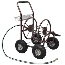 APRILSOUL - Expressions Metal Hose Reel Cart with Wheels - Heavy Duty Hose Caddie - 250 Ft Hose Capacity - Bronze