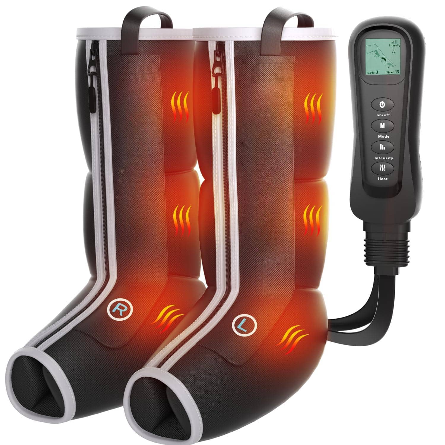 Live At Space - Heated Sequential Leg & Foot Air Massager, 4 Modes 4 Intensities, 20-30min Timer - 642146678493