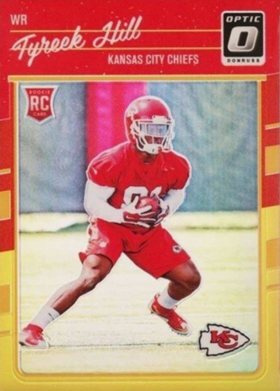 WR Tyreek Hill  
KANSAS CITY CHIEFS  
ROOKIE RC CARD  
OPTIC O  
DONRUSS