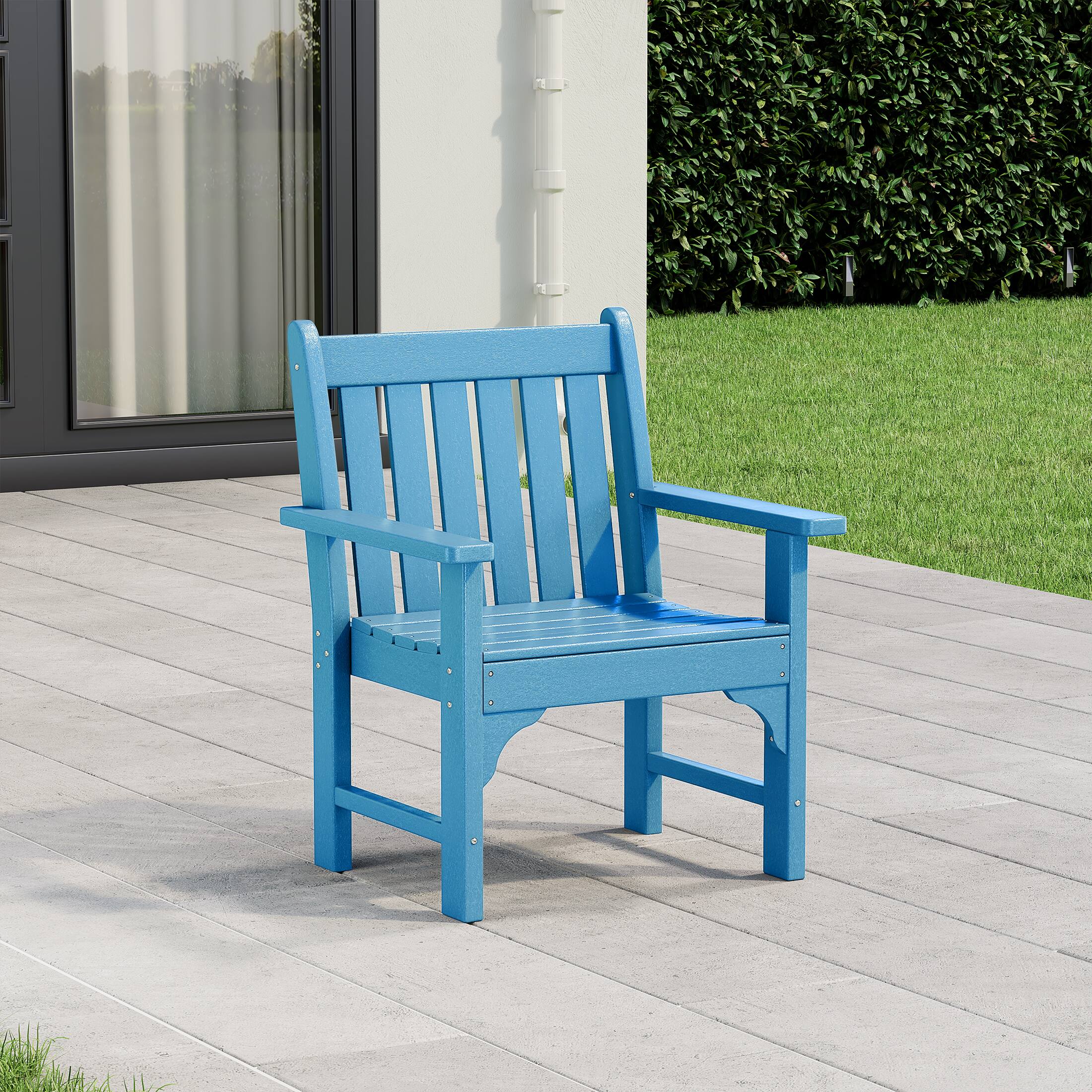 Angle. WestinTrends - WestinTrends Malibu Outdoor Patio HDPE Adirondack Dining Arm Chair - Pacific Blue.