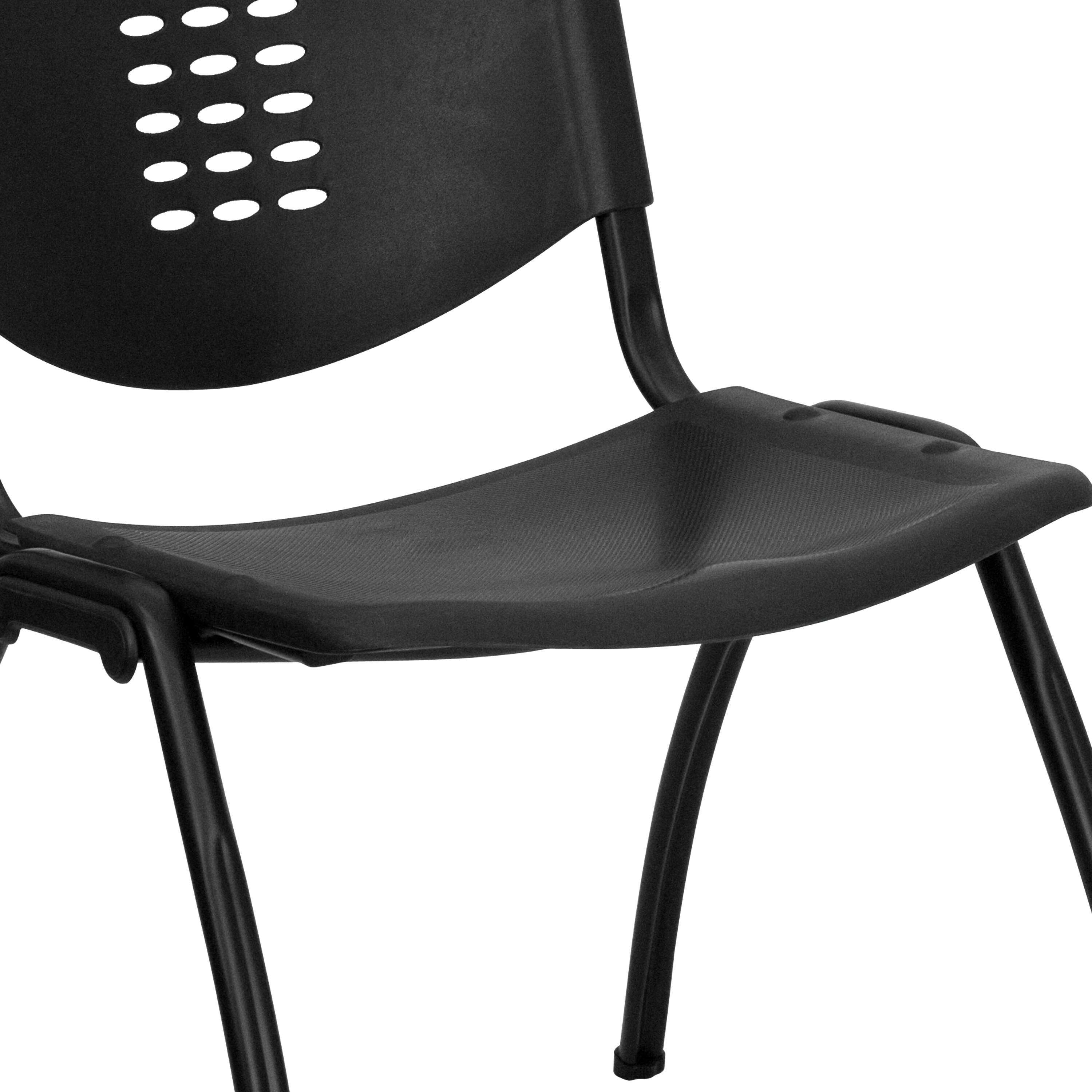 Alt View 9. Emma + Oliver - 880 lb. Capacity Plastic Stack Chair with Oval Cutout Back - Black.