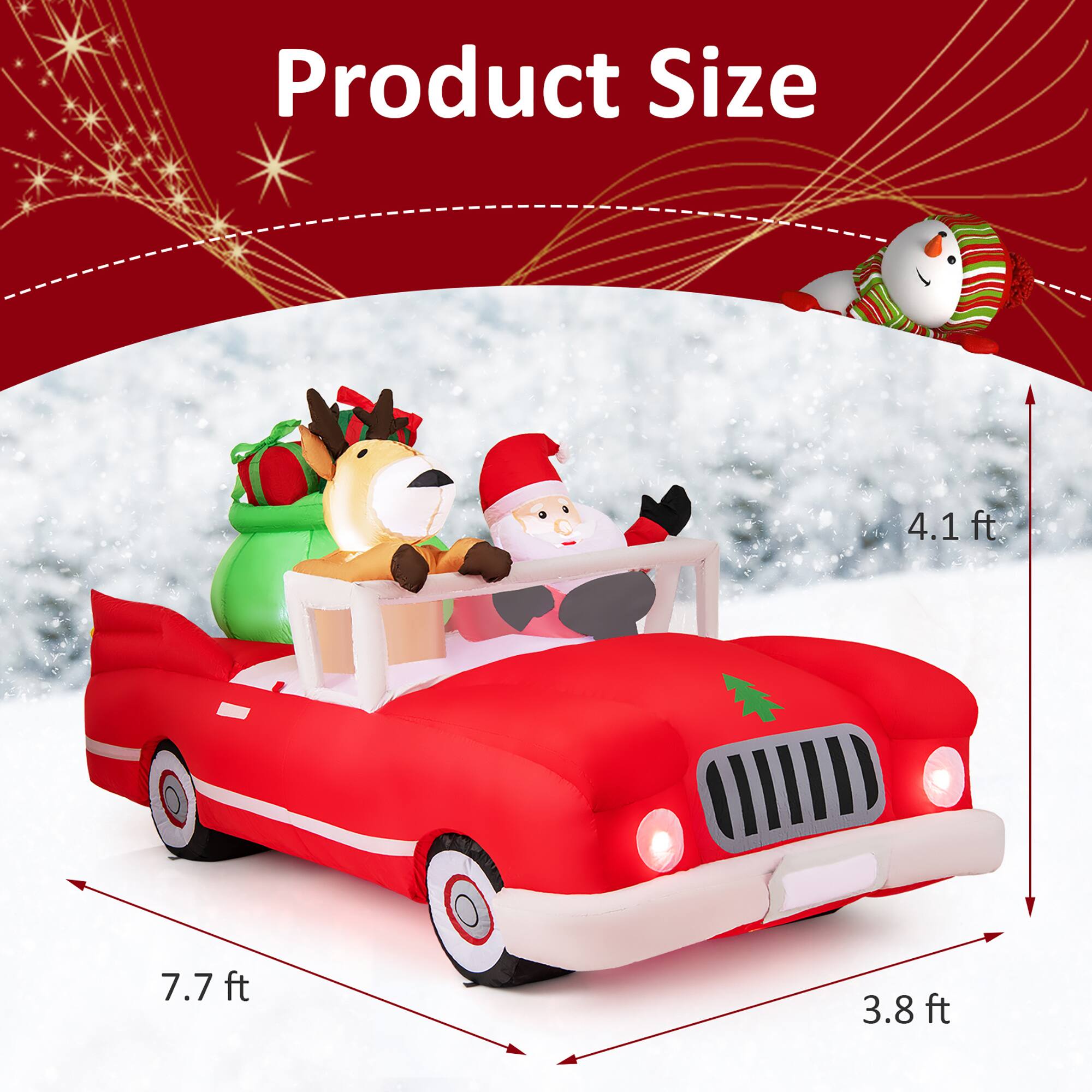 Product Size

- Length: 7.7 ft
- Width: 3.8 ft
- Height: 4.1 ft