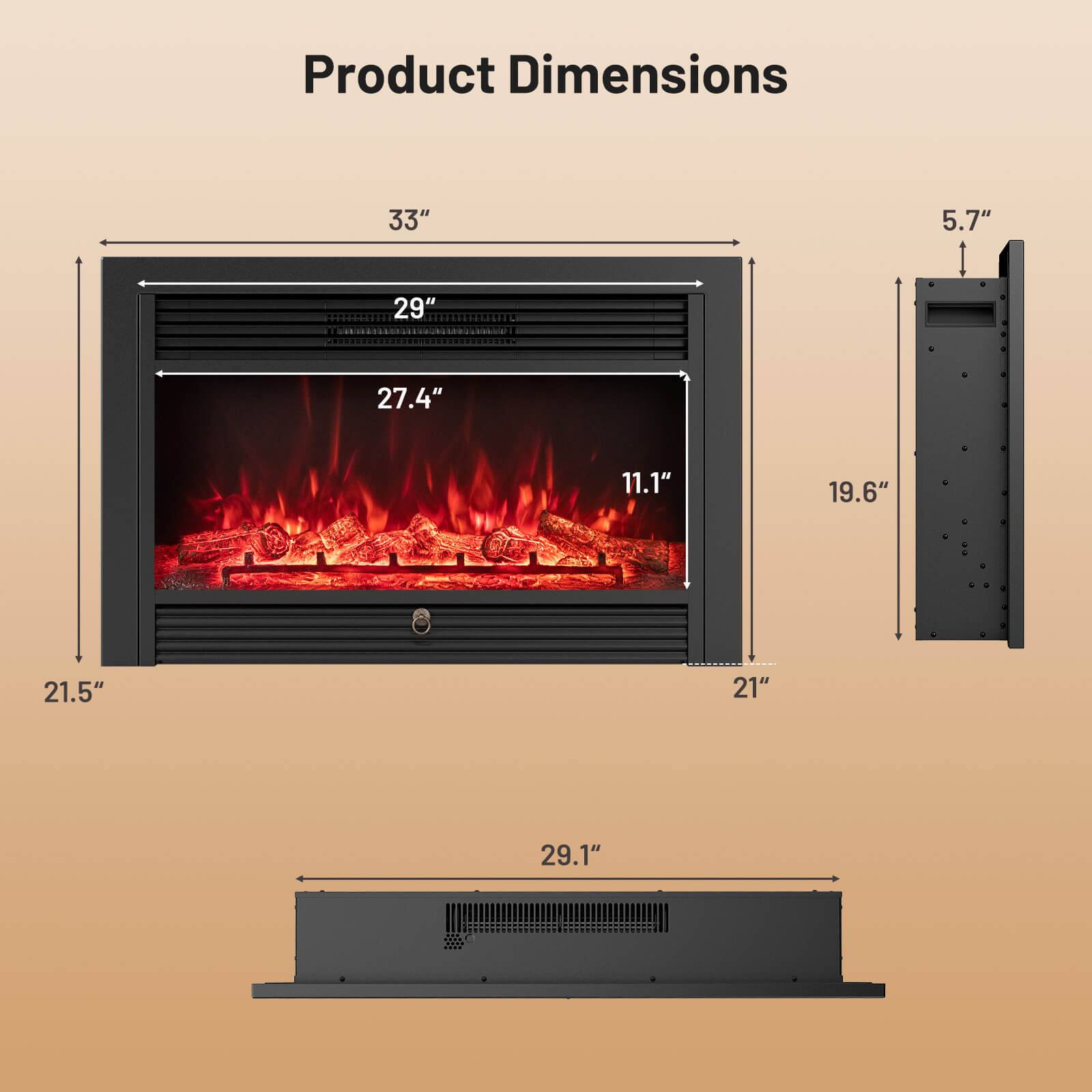 Product Dimensions

- 33"
- 29"
- 27.4"
- 11.1"
- 21.5"
- 21"
- 19.6"
- 5.7"
- 29.1"