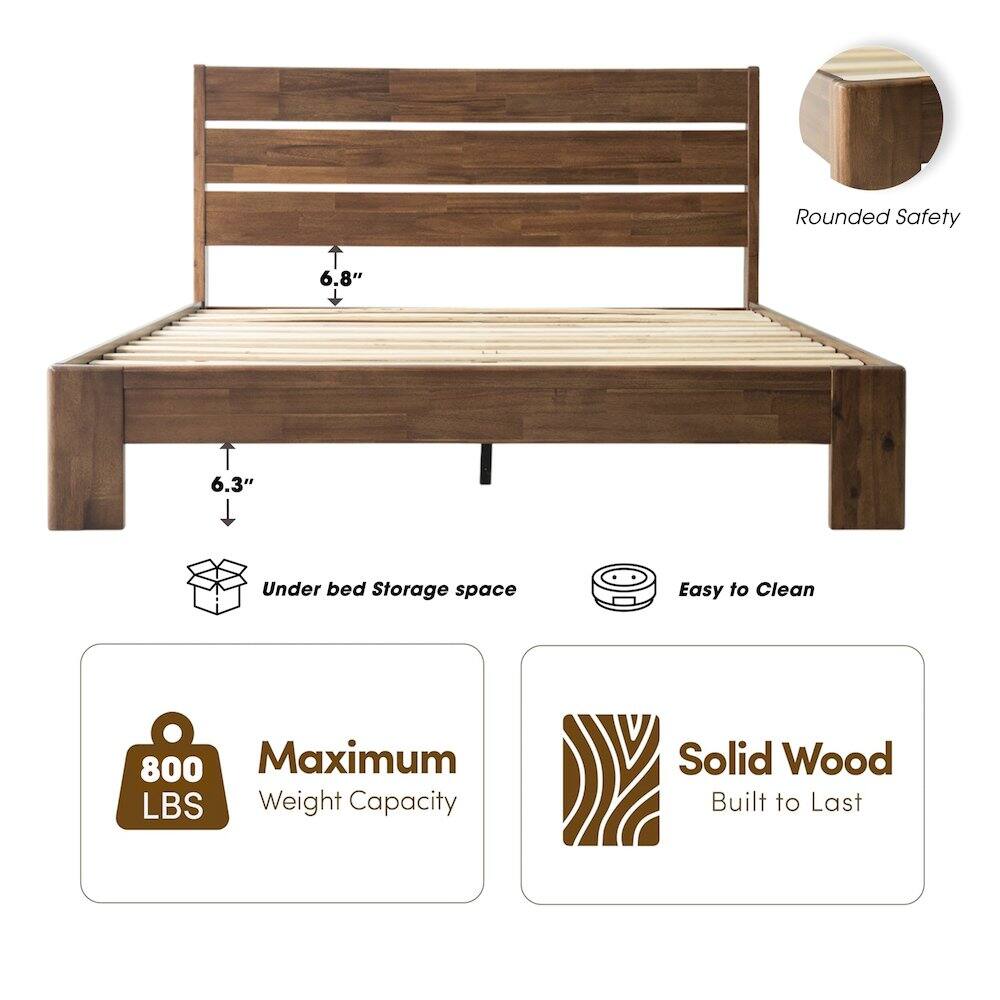 Rounded Safety  
6.8"  
6.3"  
Under bed Storage space  
Easy to Clean  
800 Maximum LBS Weight Capacity  
Solid Wood Built to Last