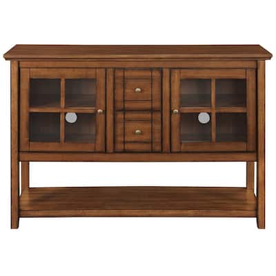 Walker Edison - Transitional TV Stand / Buffet for TVs up to 55" - Traditional Brown