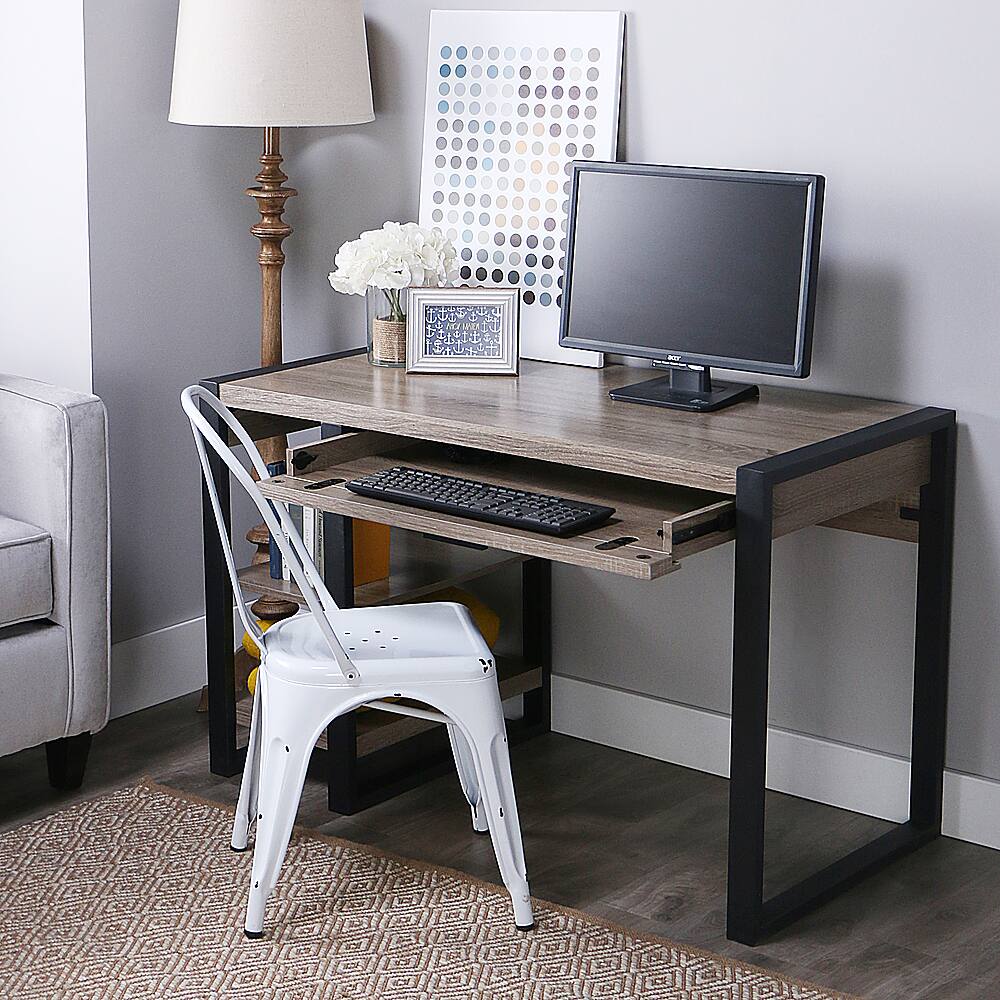 Alt View 13. Walker Edison - 48" Modern Industrial USB Power Computer Desk - Driftwood.