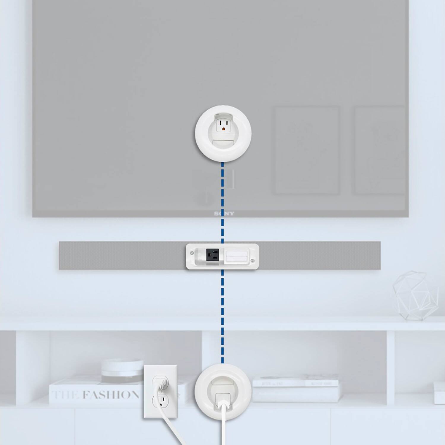Alt View 12. Legrand - Wiremold In-Wall Soundbar, Flat Screen TV Power, and Cable Concealment Grommet Kit - White.