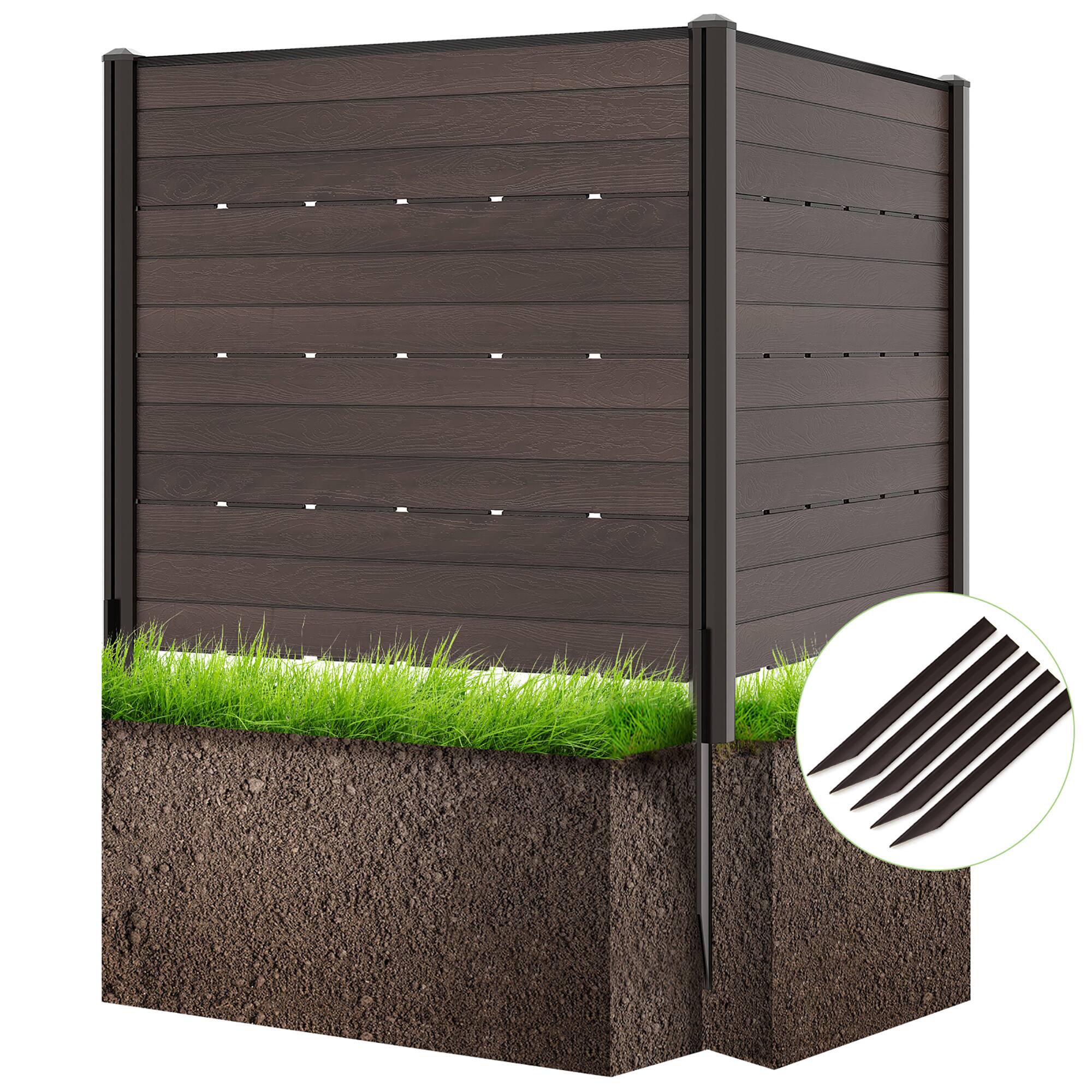 Alt View 4. Gymax - Gymax Privacy Fence Screen 48'' L x 46'' H Air Conditioner Fence w/ 5 Ground Stakes Outside Brown - Brown.