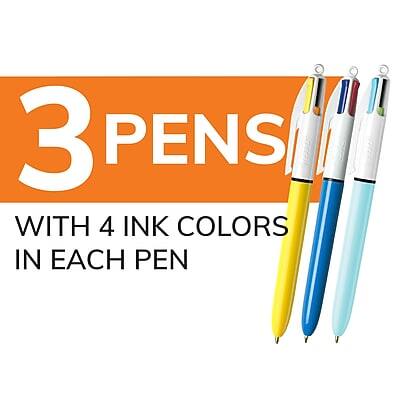 3 PENS  
WITH 4 INK COLORS IN EACH PEN