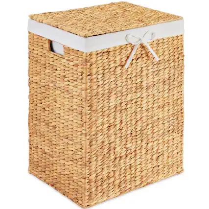 Front. Best Choice Products - Best Choice Products Large Laundry Hamper w/Lid, Handwoven Laundry Basket, w/ Removable Liner & Handles - Natural - Natural.