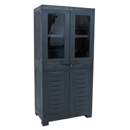 Sunnydaze - Window-Front Storage Cabinet with Adjustable Shelves - Charcoal