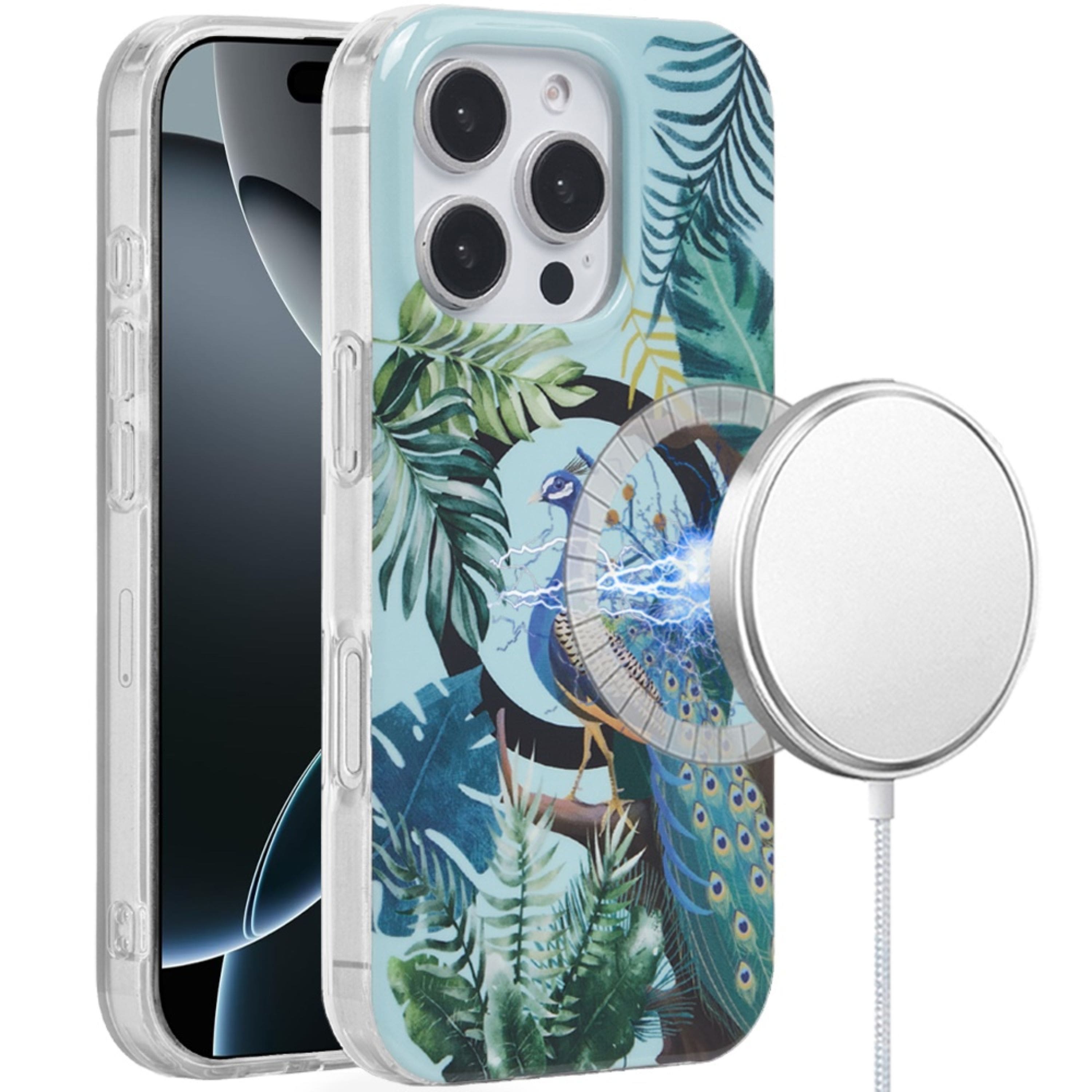 Kitcheniva - Glitter Epoxy Magnetic Circle Case With Tempered Glass For iPhone 16 Peacock - Multicolor price history on PriceWatchPro
