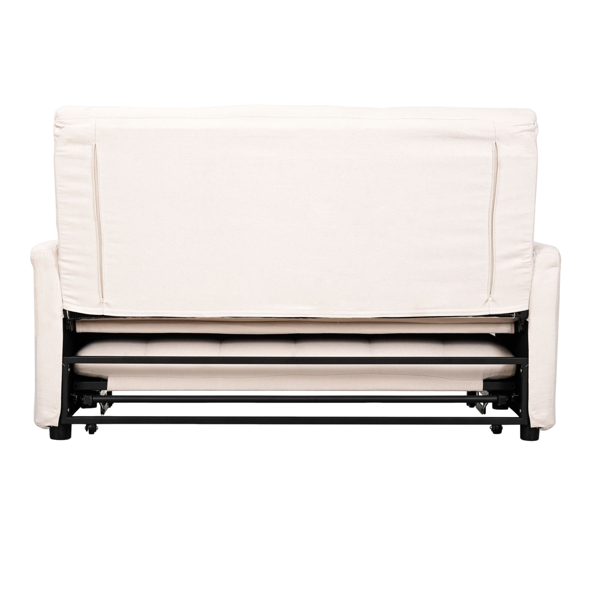 Alt View 5. GOODSILO - Extra-Large 61-Inch Convertible Fabric Sofa Bed With Storage, Adjustable Backrest, And Reinforced Frame - Beige.