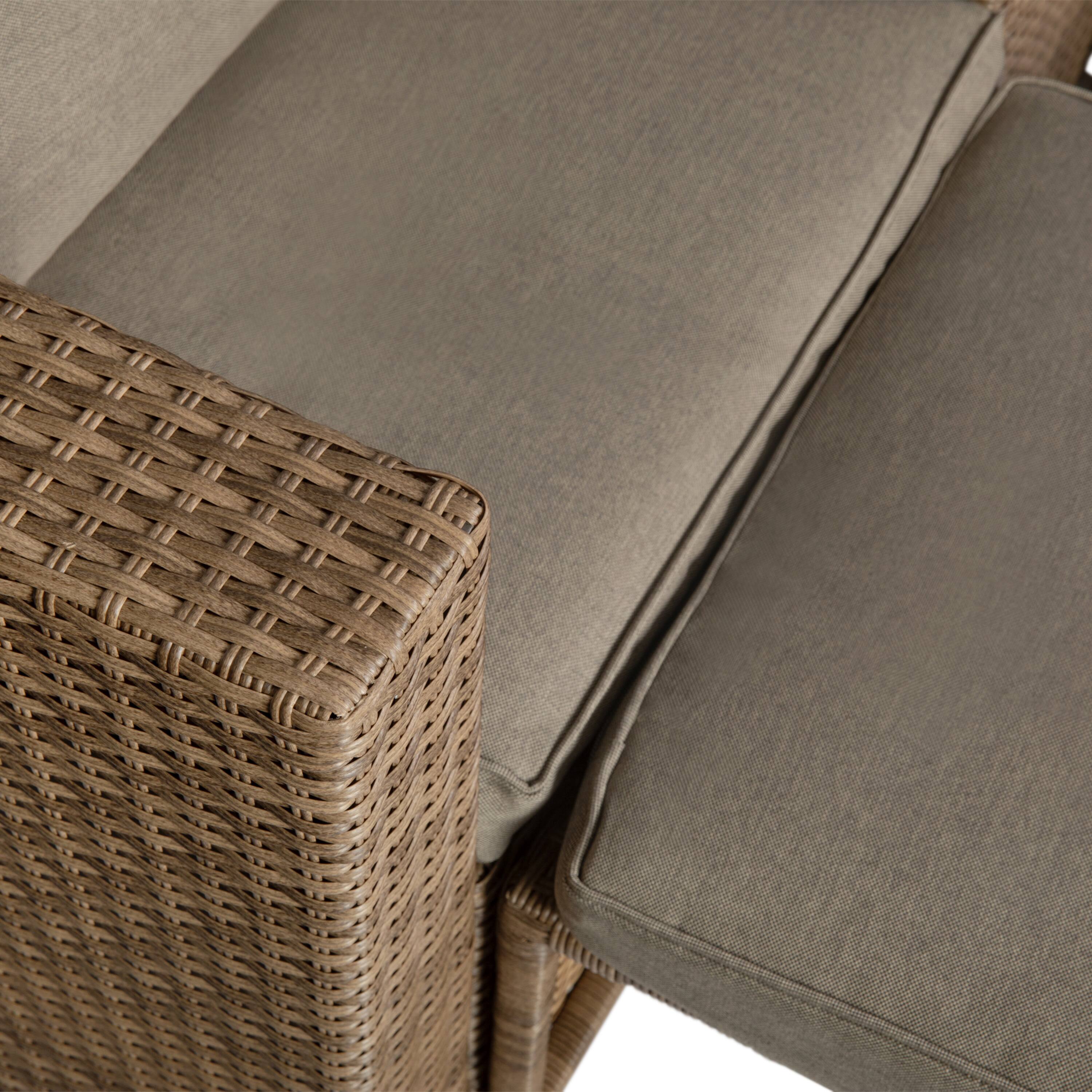 Alt View 10. Emma + Oliver - Anela Indoor/Outdoor Modular Loveseat Sofa Set with Ottomans and Glass-Top Table - Gray Fabric/Natural Frame.