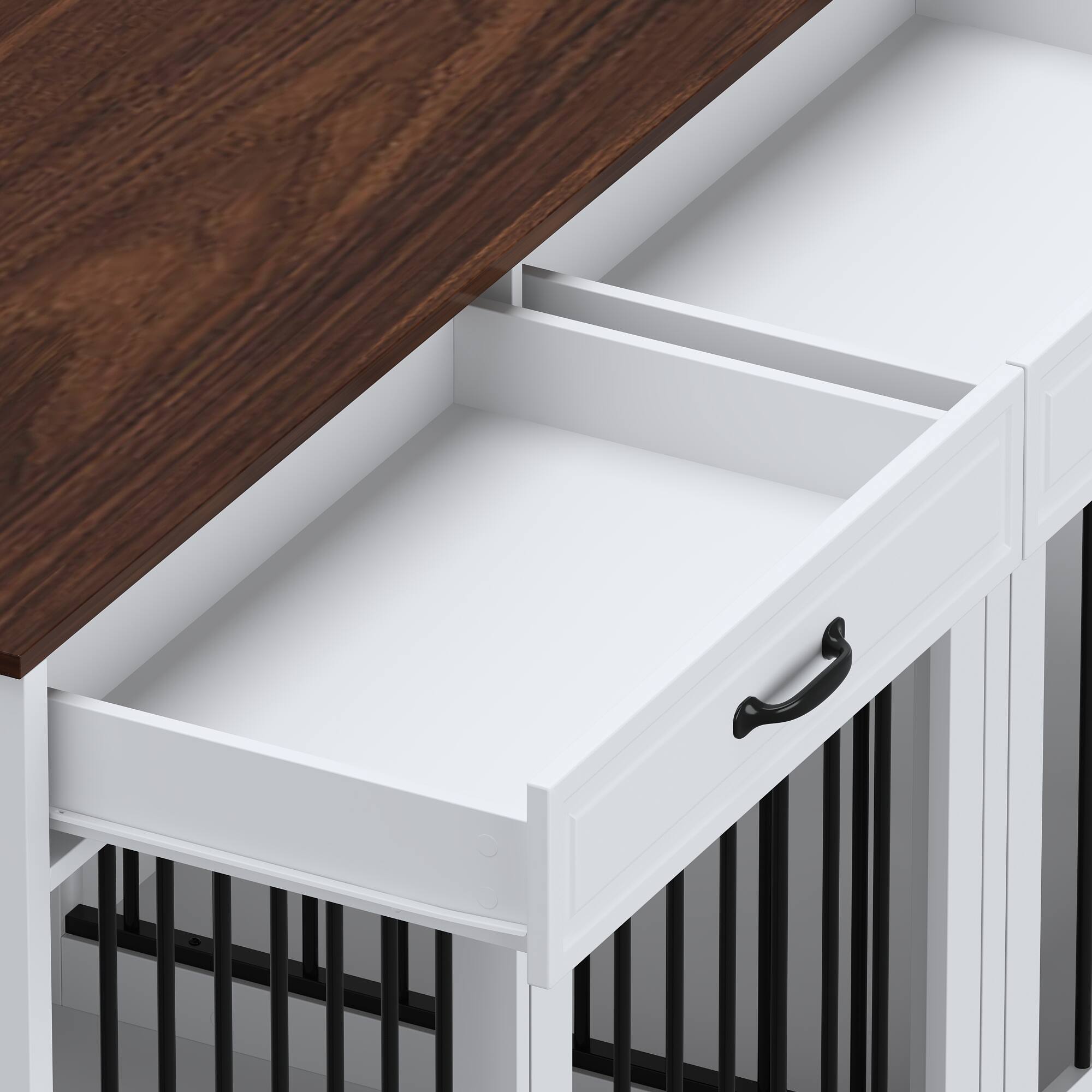 Alt View 10. Famapy - Large Furniture Style Double Dog Crate with Divider & Drawers, Wooden Pet Kennel TV Stand, Indoor Dog Cage for 2 Dogs.