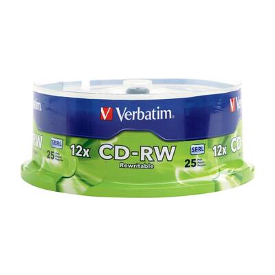 Verbatim - 12x CD-RW Discs with Spindle Case (25-Pack)