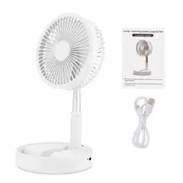 Stock Preferred - Portable Folding Pedestal Fan – USB Rechargeable Telescopic Desk & Floor Fan with Adjustable Height, Quiet Operation