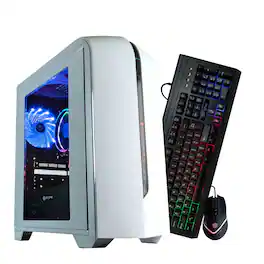 Periphio - Warp Gaming PC Bundle-AMD Ryzen 5, Radeon Vega 7 iGPU, 16GB RAM, 1TB NVMe (SSD), Win 11 Gaming with Mse+Kybd - White