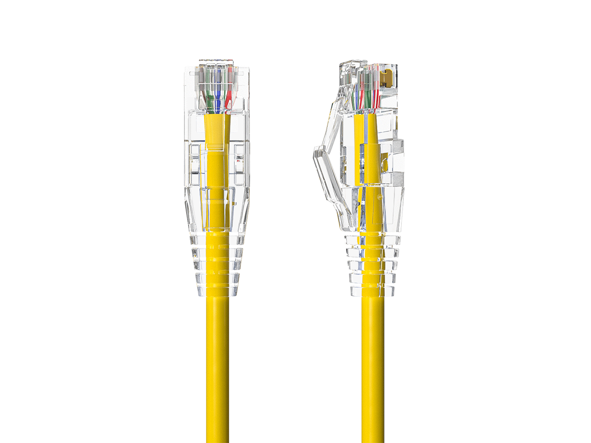 Front. Cable Leader - Cat 6 Ethernet Cable, Slim 28 AWG Snagless RJ45 Patch, Gigabit for Router, Gaming Console, PC, Server Rack - Yellow.