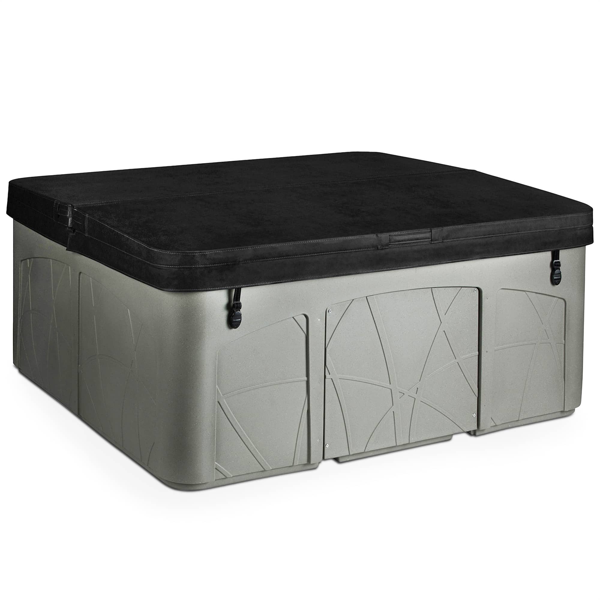 Front. Lifesmart - Lifesmart Spas 5 Person Plug and Play 28 Jet LED Outdoor Hot Tub, LS350DX, Taupe - Taupe.