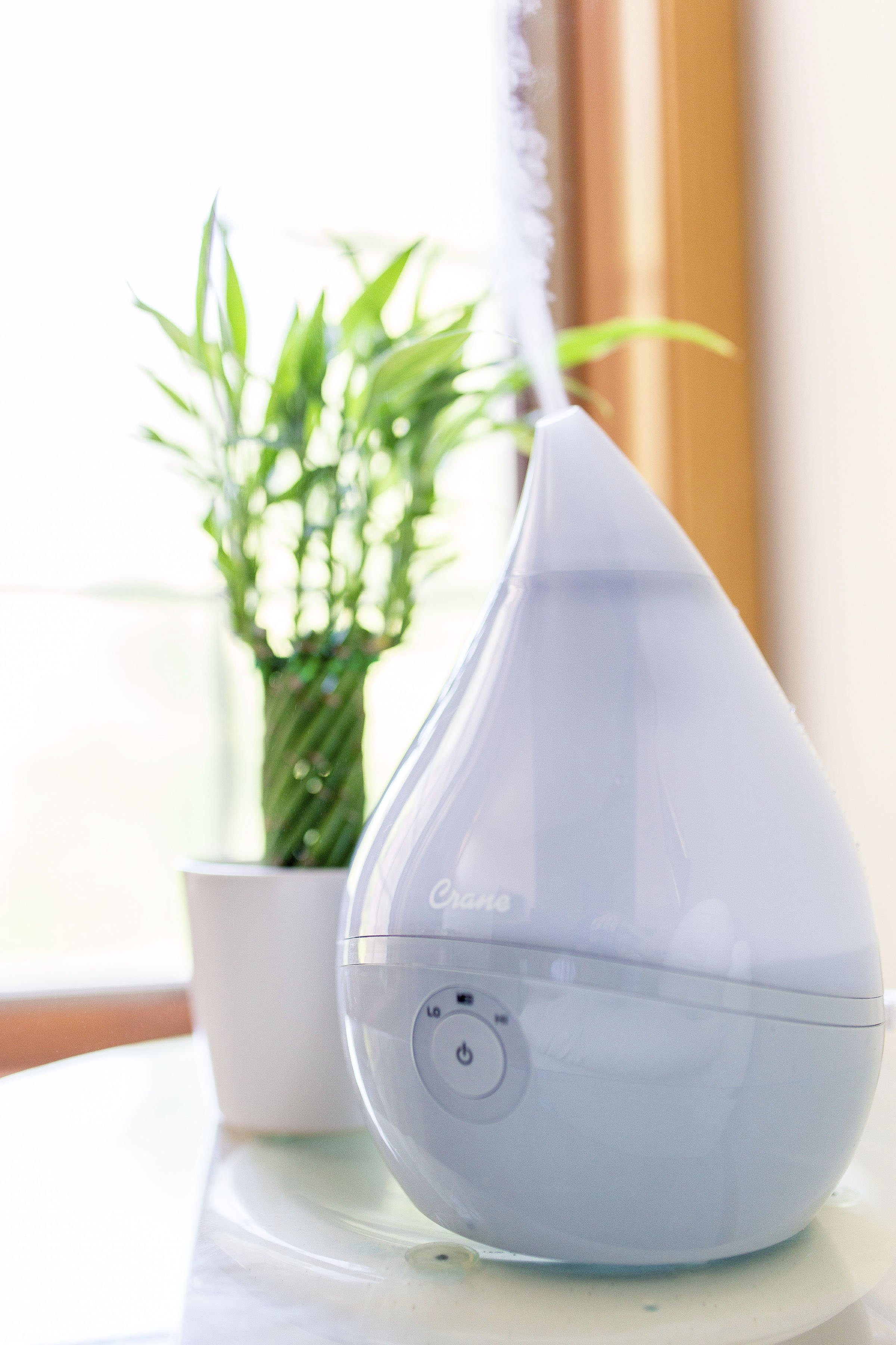 Left View: CRANE - 0.5 Gal. Droplet Ultrasonic Cool Mist Humidifier - Gray