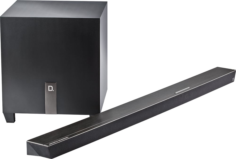 Angle. Definitive Technology - W Studio Micro 3.1-Channel Soundbar with 8" Wireless Subwoofer and Wi-Fi Music Streaming - Brushed Aluminum.