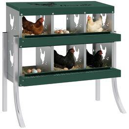 Pawhut - Nesting Boxes, 6 Compartment Steel Nesting Boxes for Chickens - Silver