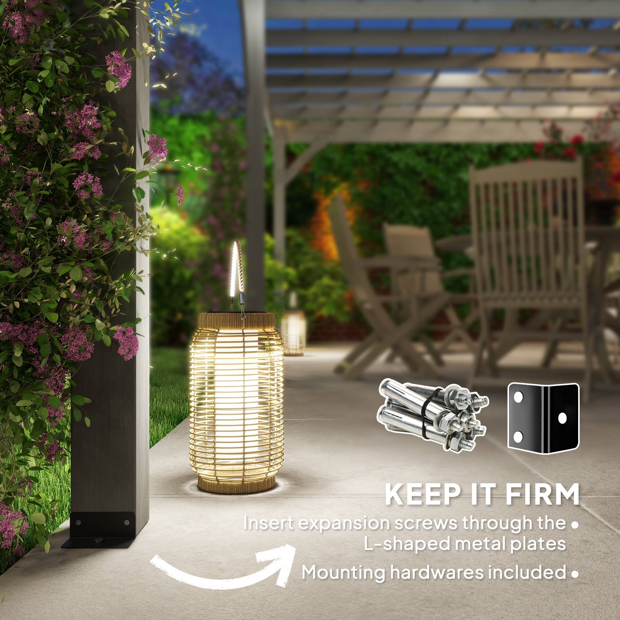 KEEP IT FIRM
Insert expansion screws through the L-shaped metal plates
Mounting hardwares included.