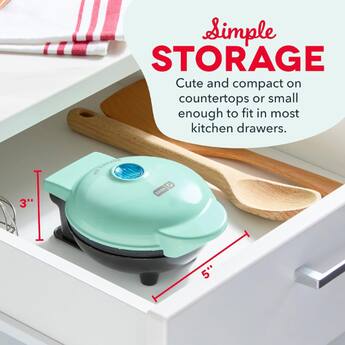 Dash 4 In. Aqua Mini Waffle Maker