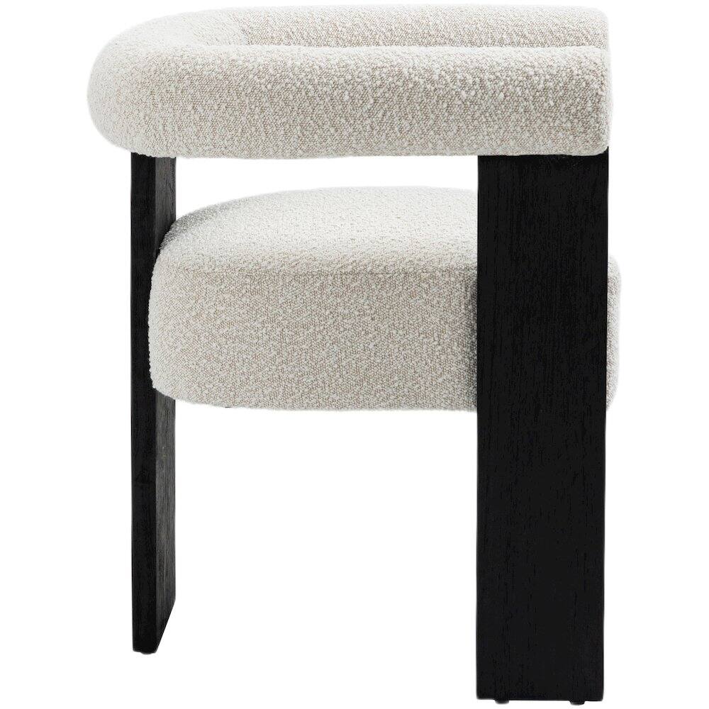 Alt View 4. Meridian Furniture - Barrel Cream Boucle Fabric Dining Chair - Beige.
