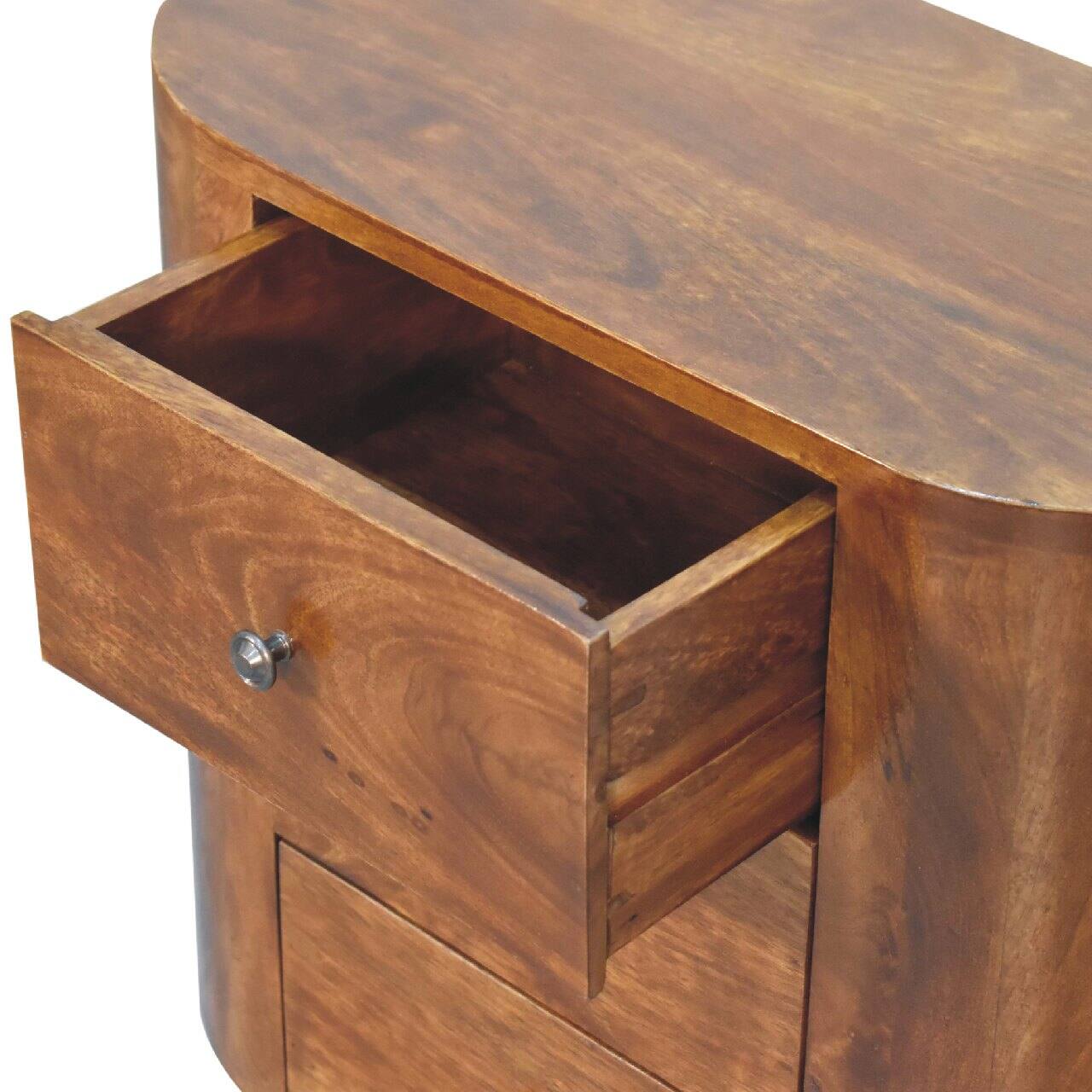Alt View 3. Artisan Furniture - Artisan Furniture Solid Wood Mini Chestnut Cabinet, 3 Drawers, Brown - Brown.