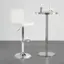 Back. Costway - Adjustable Armless Bar Stool Swivel Kitchen Counter Bar Chair PU Leather White Mid Back - White.