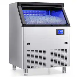 Coolake - Commercial Under Counter Freestanding Ice Maker Machine 320lbs/24H with 120lbs Storage - Stainless Steel