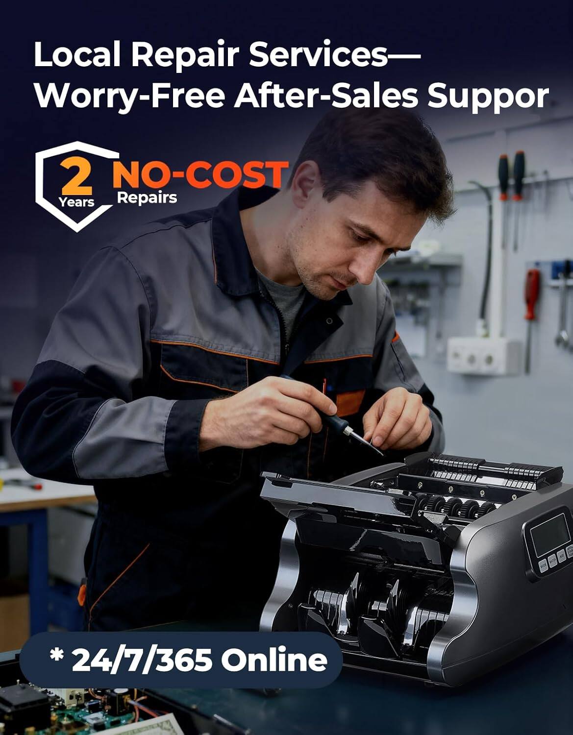 Local Repair Services—  
Worry-Free After-Sales Support  
2 NO-COST Years Repairs  
*24/7/365 Online