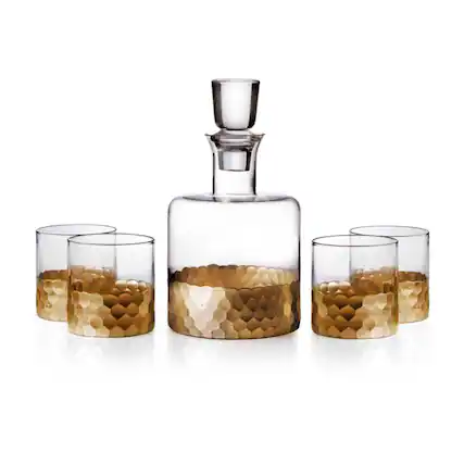 Front. Jay Import - Set of 5 Daphne Whiskey Decanter - Gold.