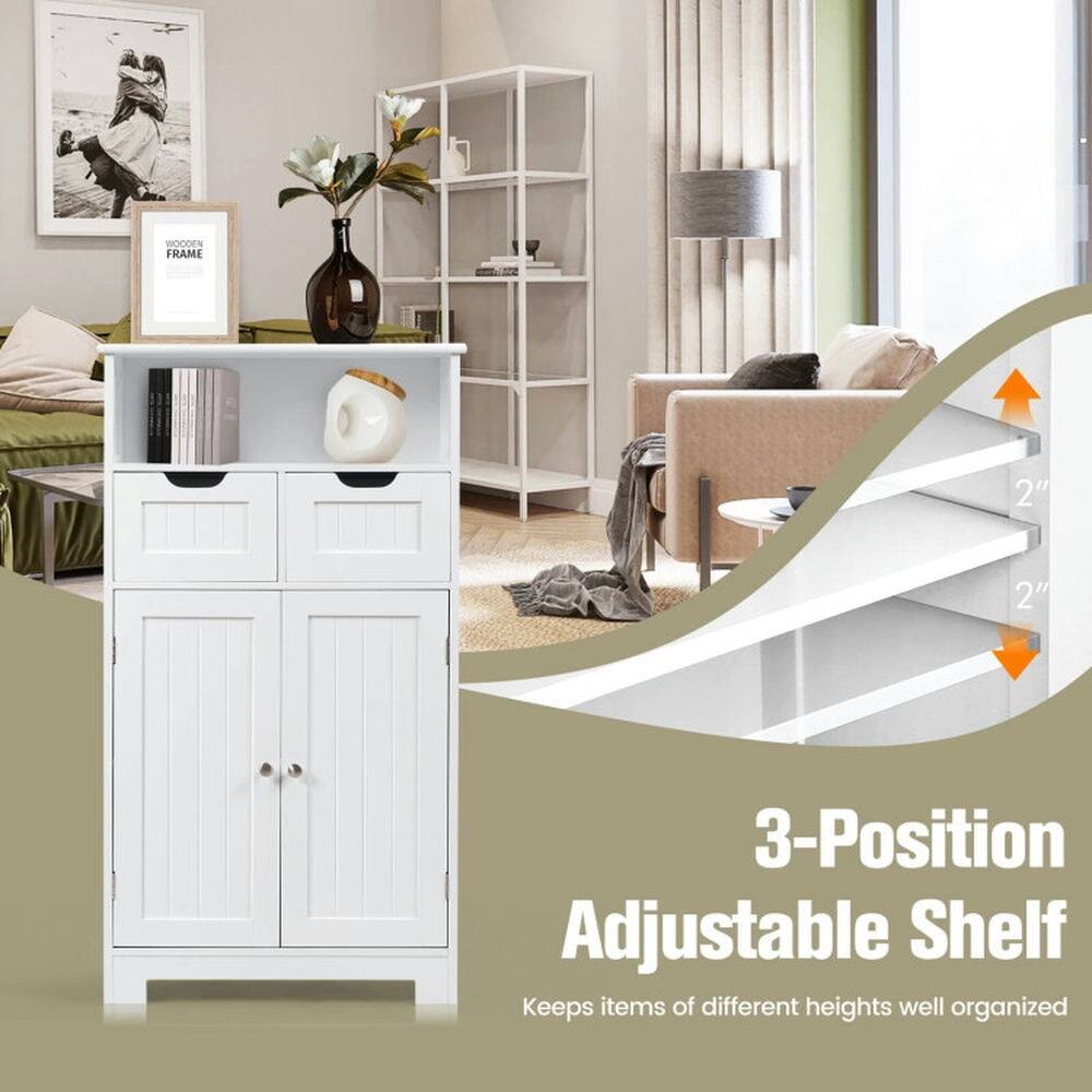 WOODEN FRAME  
2" 2"  
3-Position Adjustable Shelf  
Keeps items of different heights well organized