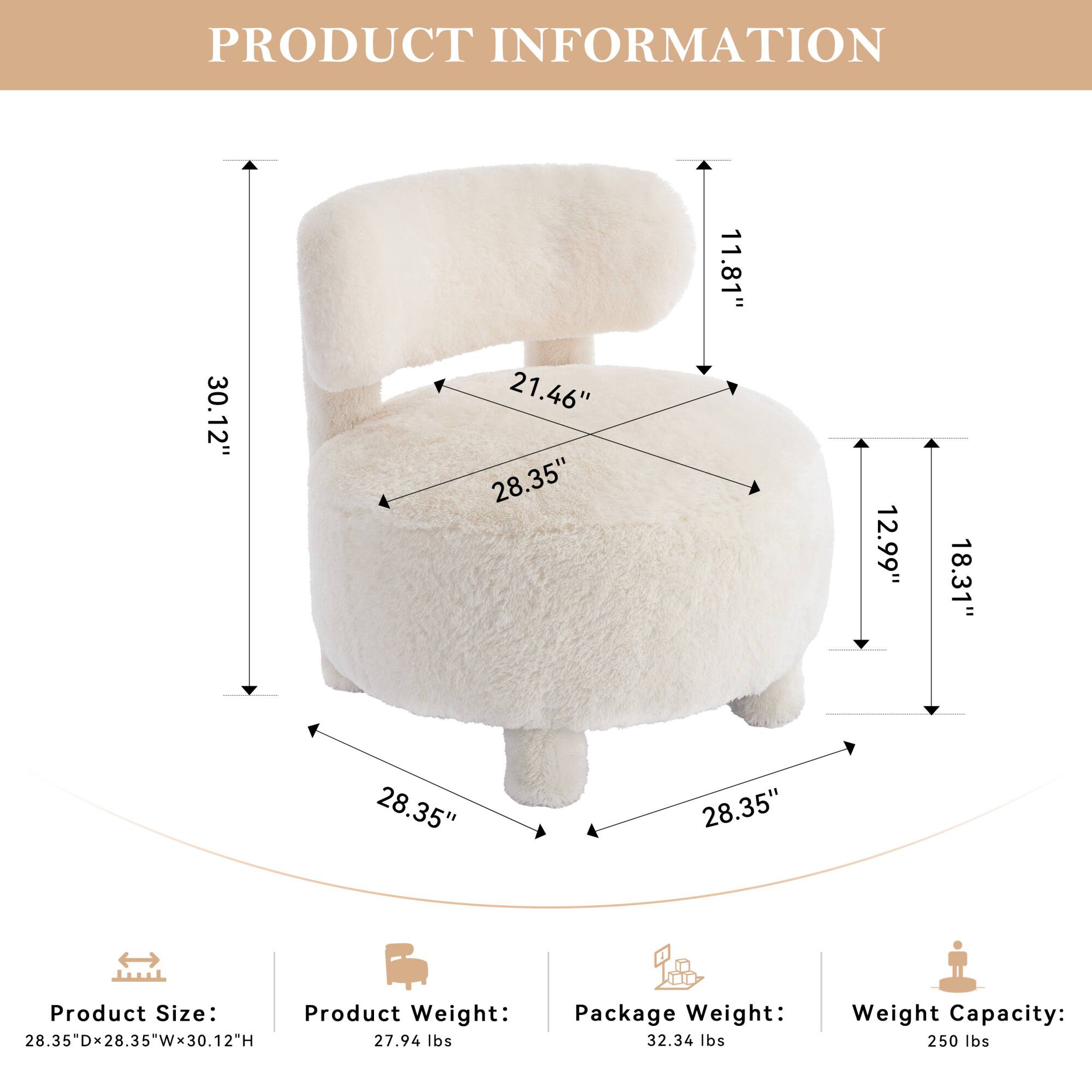 PRODUCT INFORMATION

- Product Size: 28.35"D x 28.35"W x 30.12"H
- Product Weight: 27.94 lbs
- Package Weight: 32.34 lbs
- Weight Capacity: 250 lbs