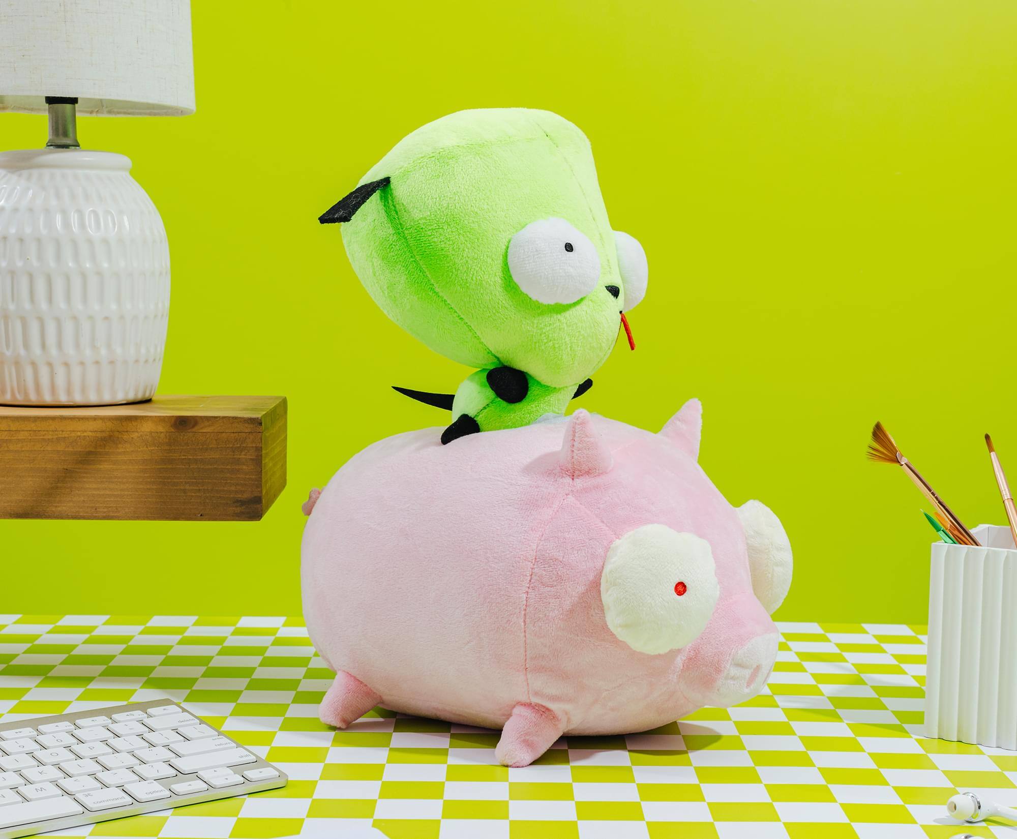 Alt View 5. Golden Bell Studios - Invader Zim GIR Riding Pig 10-Inch Plush - Multi-Colored.