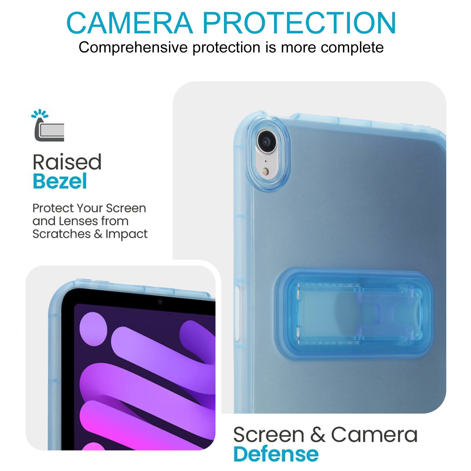 CAMERA PROTECTION  
Comprehensive protection is more complete  

Raised Bezel  
Protect Your Screen and Lenses from Scratches & Impact  

Screen & Camera Defense