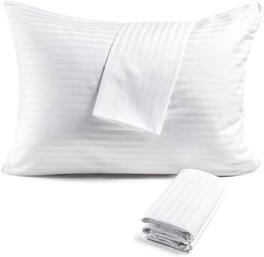 FAUNNA - 4 Pack, King Size - 600 Thread Count Cotton Pillow Protector with Hidden Zipper, OEKO-TEX Certified, Machine Washable - White