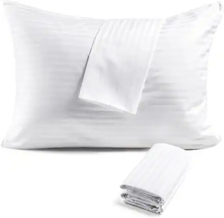 Front. FAUNNA - 4 Pack, King Size (20x36) 600TC 100% Cotton Pillow Protectors, Oeko-TEX Certified, Grade Pillow Cover with Silent Zipper - White.