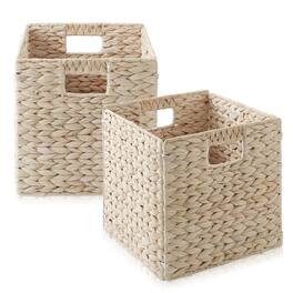 Casafield - 10.5 x 10.5-in Water Hyacinth Storage Baskets - 2 Pack - Whitewash
