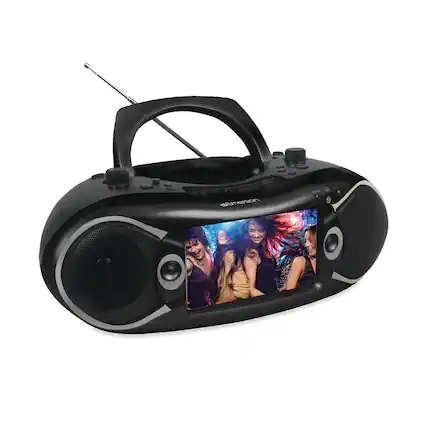 Front. Emerson - Emerson 7” Bluetooth® DVD Boombox with AM/FM Radio & Stereo Speakers - Black.