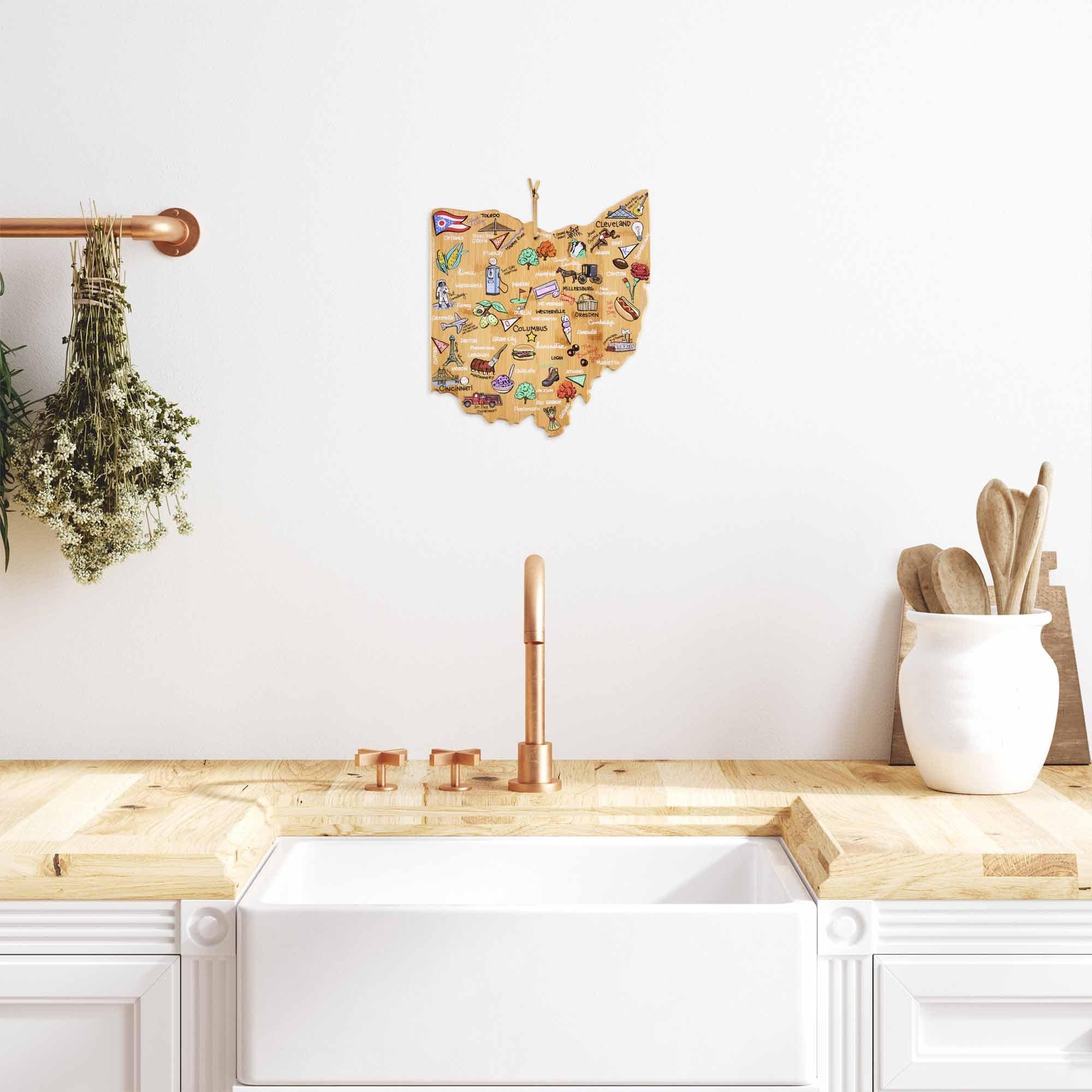 Left. Totally Bamboo - Ohio Cutting Board with Artwork by Fish Kiss.